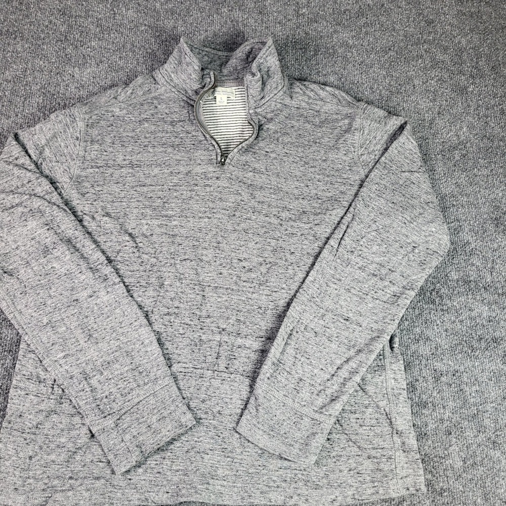 J. Crew Mens Large Gray Marled Quarter Zip Pullover Sweater 100% Cotton